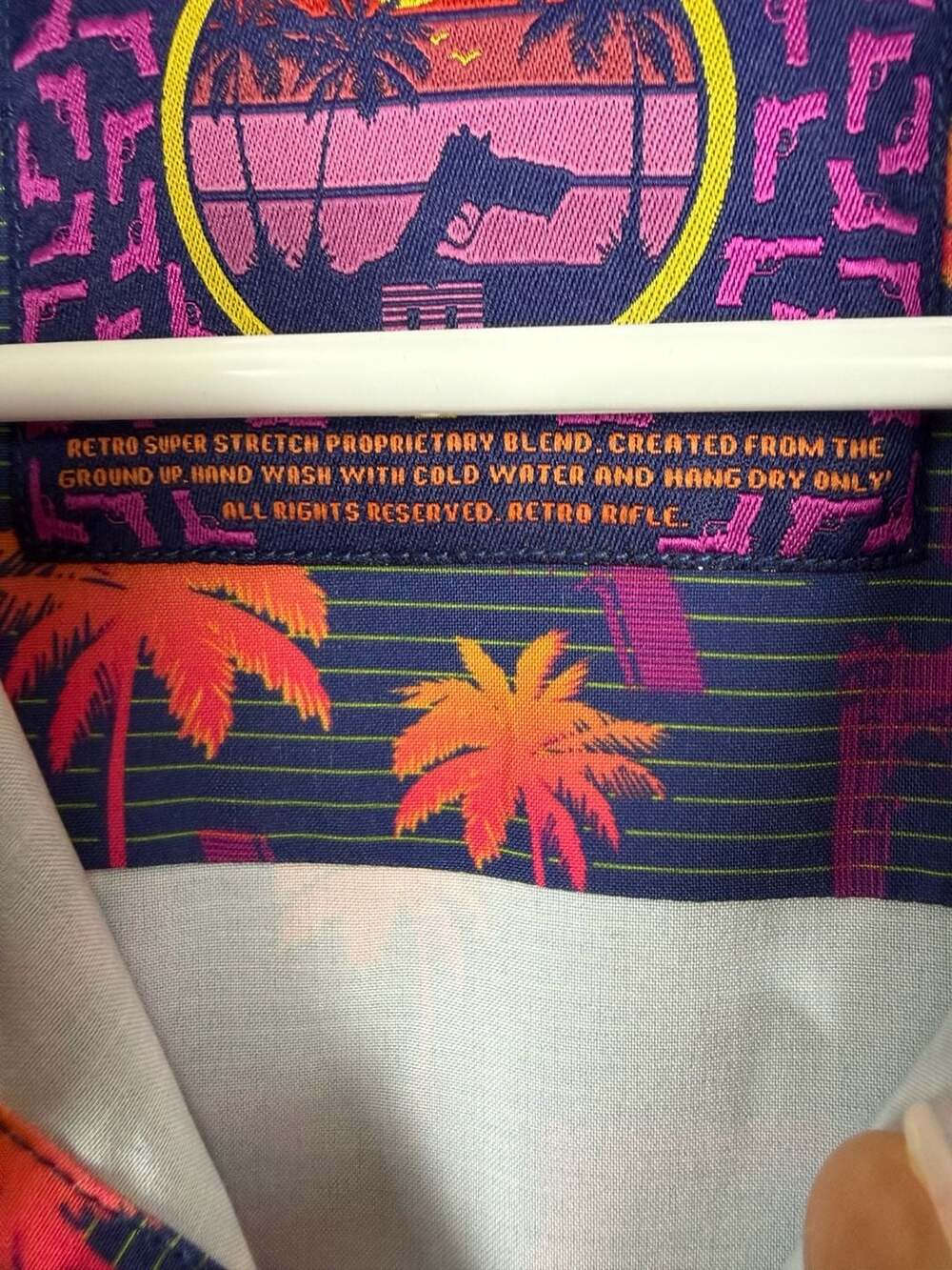 Retro Rifle Rising Palm Performance Button Down Short Sleeve Shirt - Picture 4 of 7